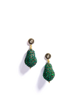 Load image into Gallery viewer, Emerald (3.06c) and Diamond (.89c) Drop in Sterling 14K Post Earrings (2&quot;) #3515-Earrings-Gretchen Ventura
