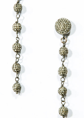 Diamond Pave Rosary Chain Earrings on Diamond Posts (2